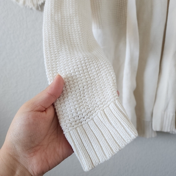 Lululemon Easy Embrace Wrap Open Front Cotton Knit Longline Cardigan White M/L - Picture 5 of 15